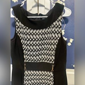 Tahari black and cream color block dress. Size 10.